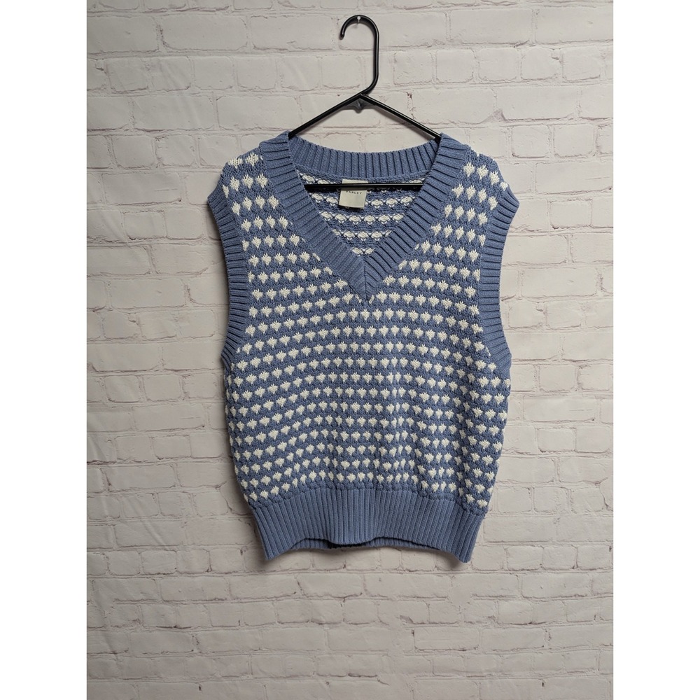 Varley Women's Antonella Patterned Knit Vest Size XL Infinity Blue NWOT 1113